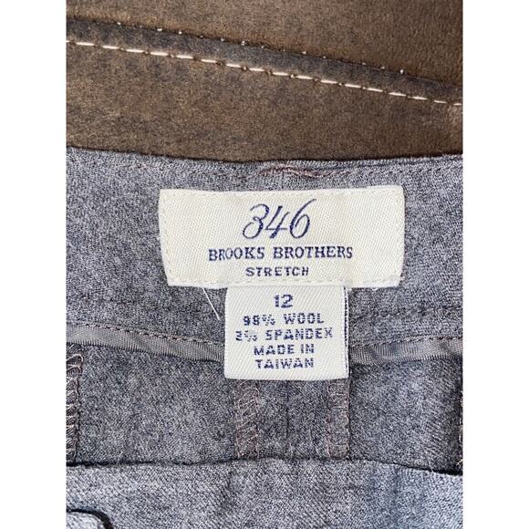 Brooks Brothers 346 Wool Stretch Wide Leg Pant Size 12 Gray Cuffed - Picture 4 of 4